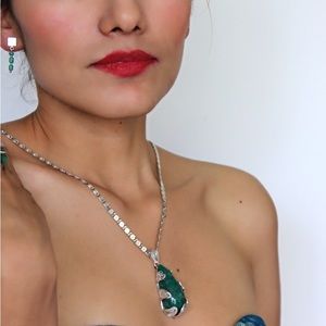 Raw Emerald Pendant . 
-950 Silver Mompox Filigree.  Raw Emerald.